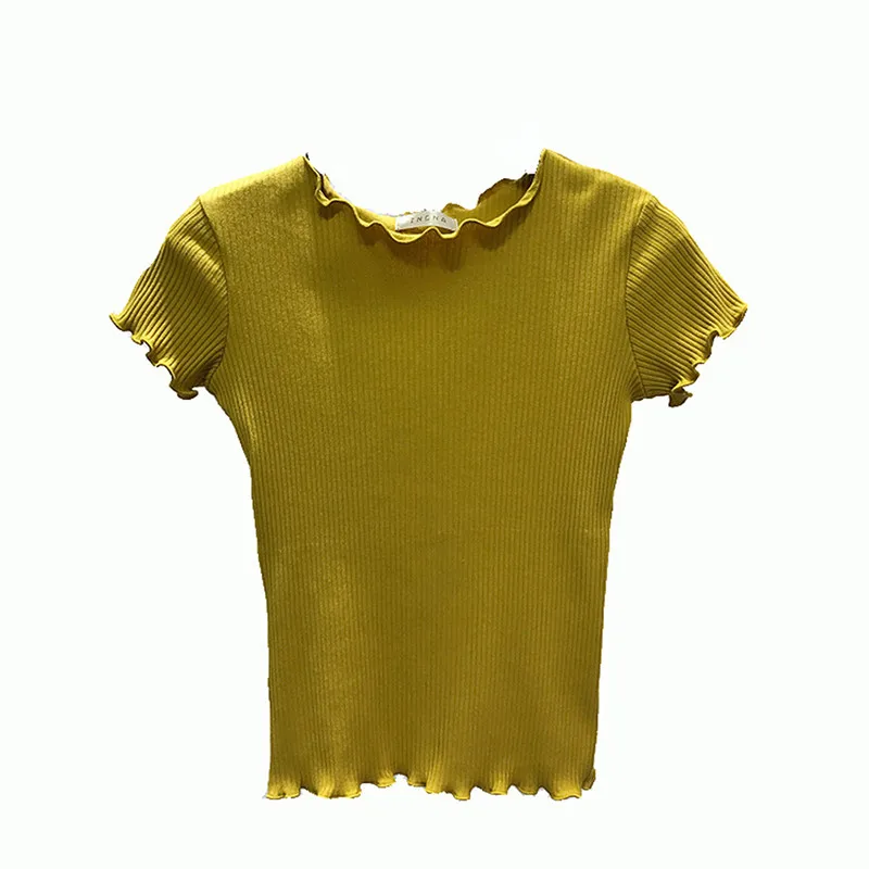 Женская блузка Vogue T с оборками круглым вырезом коротким рукавом отделкой в