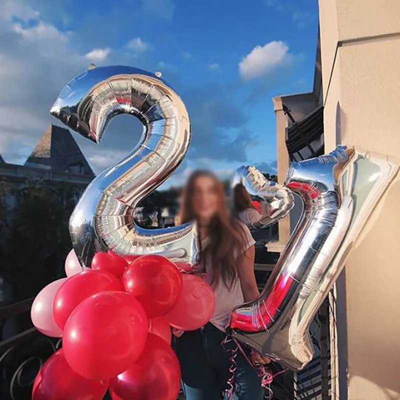 16/32 дюйма номер алюминиевый воздушный шарик из фольги в форме розового цвета:
