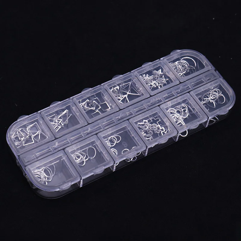 Золотые и Серебряные Пустые заклепки для ногтей с коробкой квадратные