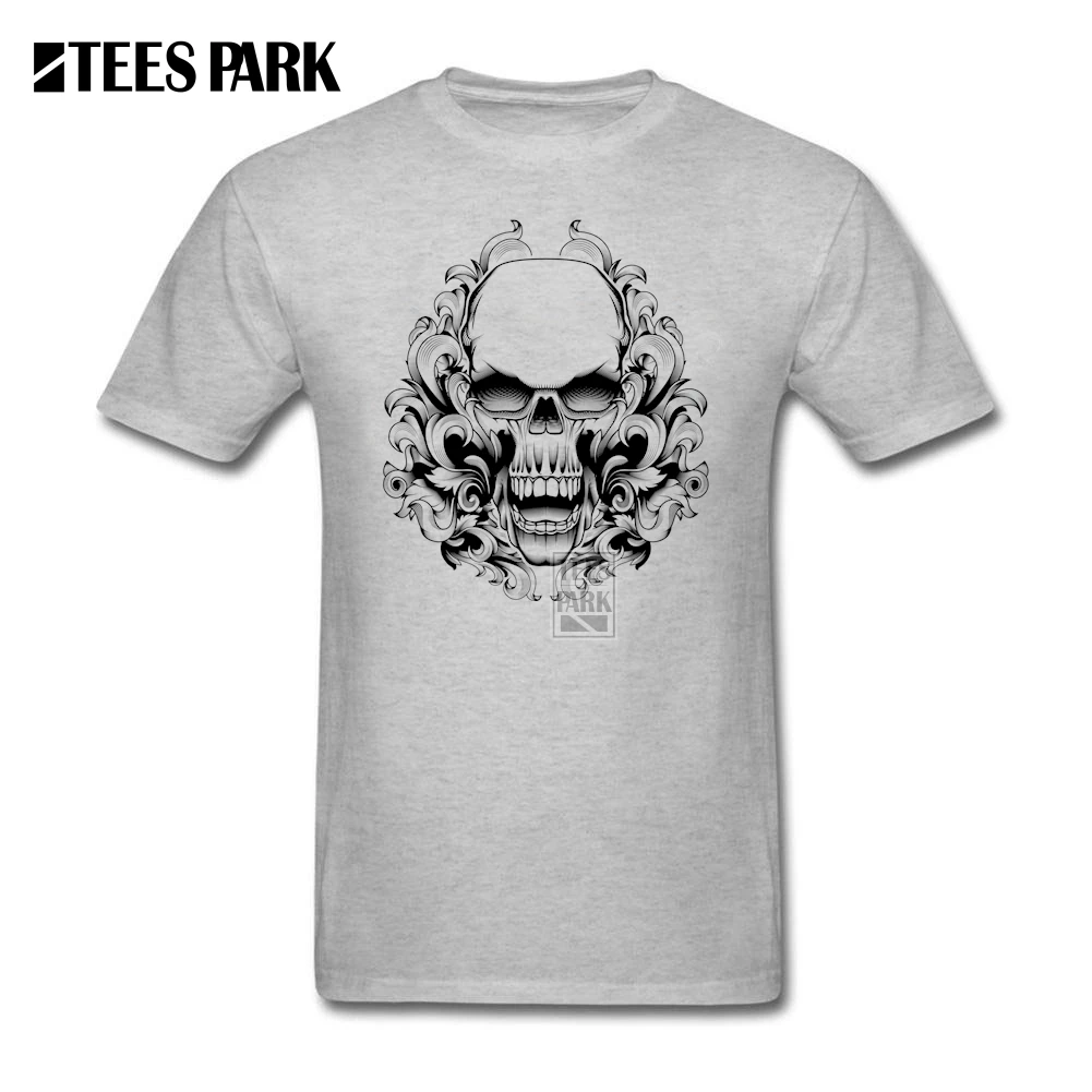 Футболки Бесплатная доставка Череп аканта филигрань Homme 100% хлопок короткий рукав