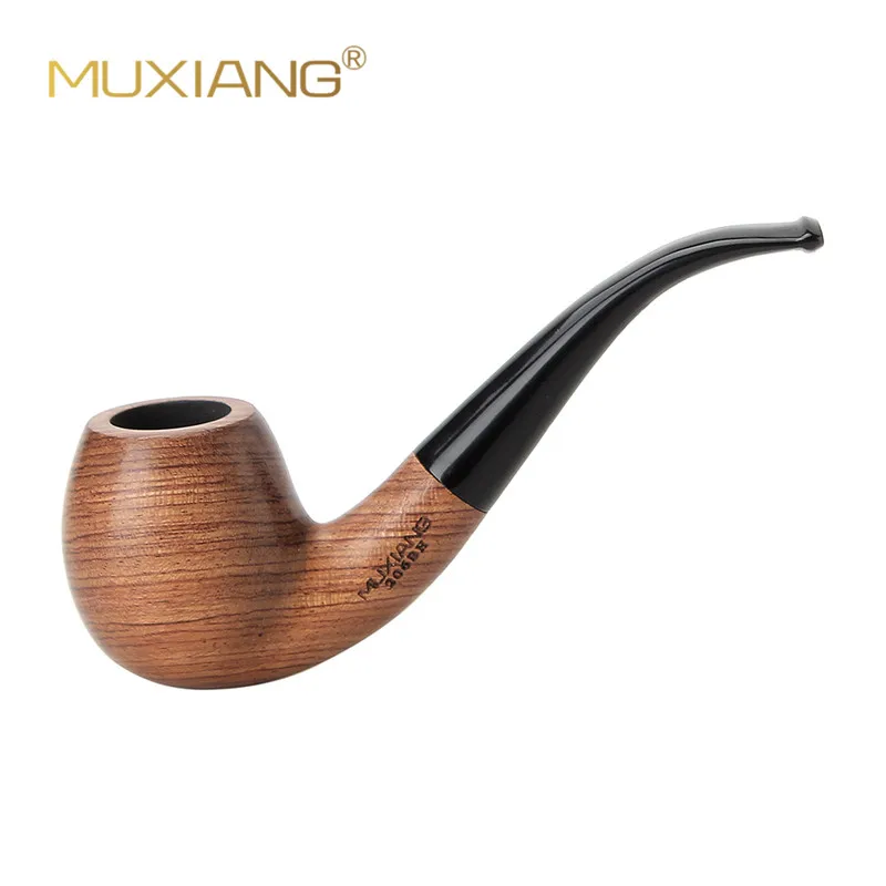 

MUXIANG 10 Tools Kit Imported kevazingo wood Bent Wooden Tobacco Pipe for Smoking 9mm filter Good for Men's Collection ad0018