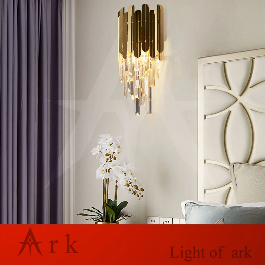 Современные хрустальные светодиодные Настенные светильники роскошные золотые
