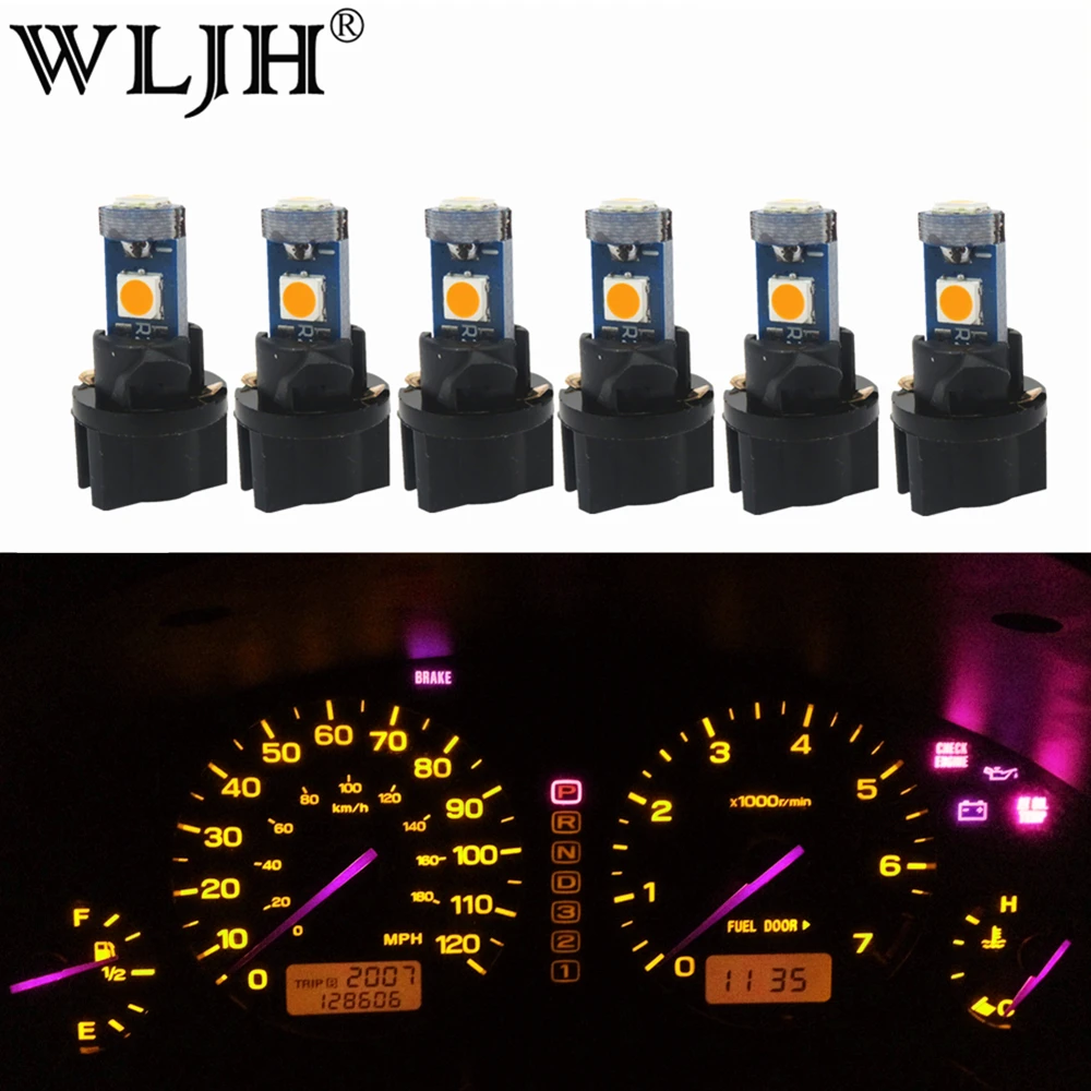 WLJH 6x T5 светодиодный светильник PC74 лампа 12V Автомобильная запасная приборная панель лампа приборной панели лампа для Toyota Corolla Sienna Solara Avalon