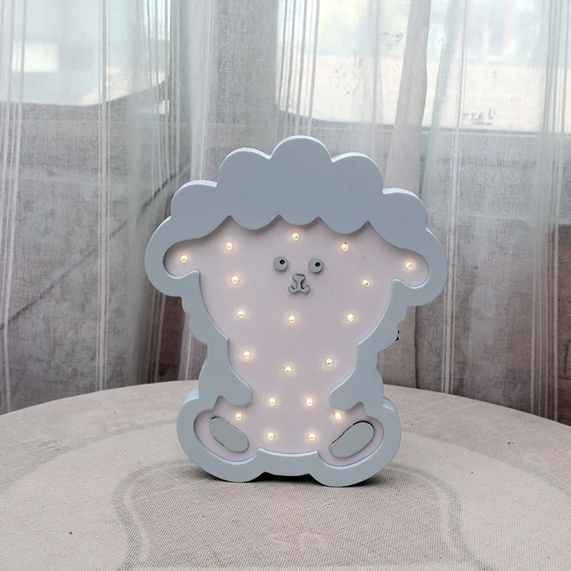 INS животные деревянный ночник модный декоративный свет LED ребенок девочка