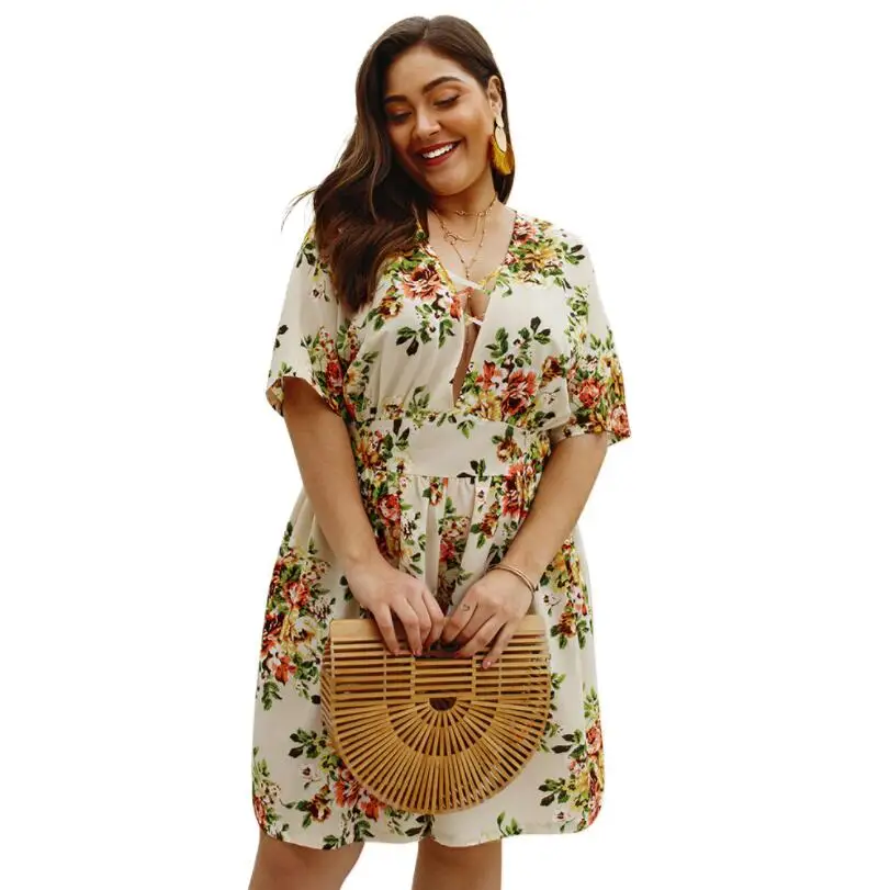 Женский пляжный комбинезон Boho шифоновый короткий с v образным вырезом большие