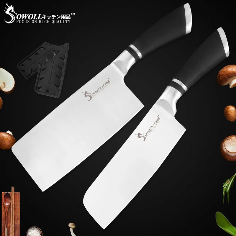 2 Pcs Knives Set Набор кухонных ножей Sowoll, 6 шт., хорошее качество, экономичный набор ножей из нержавеющей стали, нож для нарезки хлеба, нож для фруктов Santoku - Цвет: 2 Pcs Knives Set