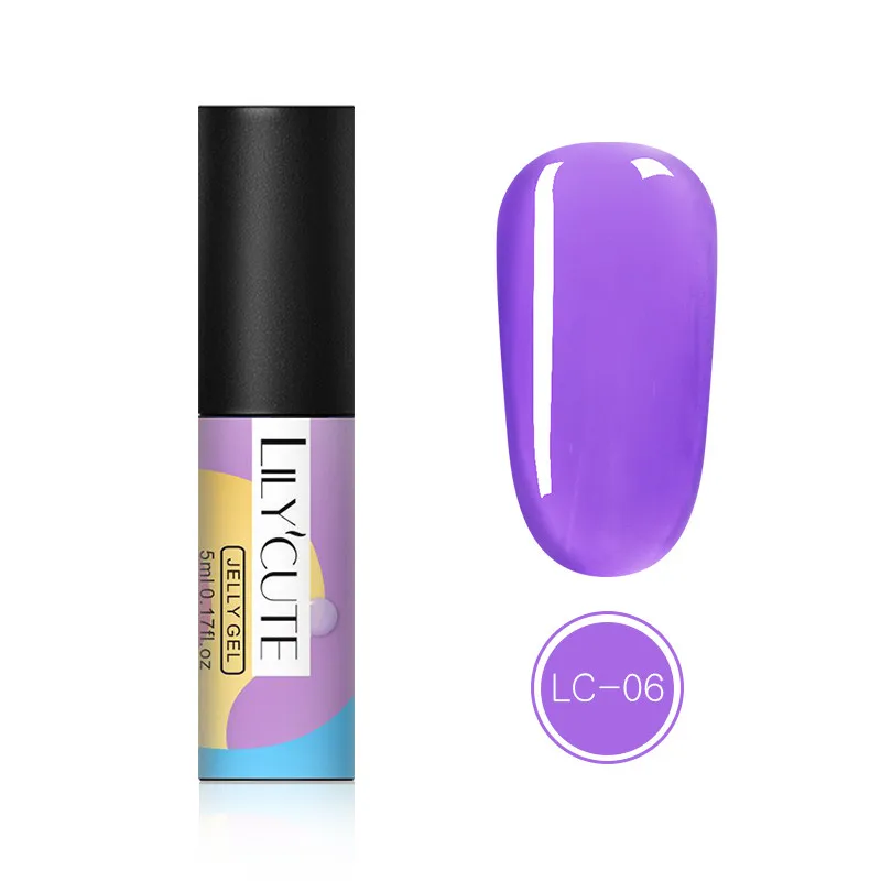 jelly-LC06 LILYCUTE Радужный гель для ногтей с блестками лак мерцающий замачивающийся УФ светодиодный жемчужины для дизайна ногтей Гель-лак для маникюра дизайн 5 мл 6 цветов - Цвет: jelly-LC06