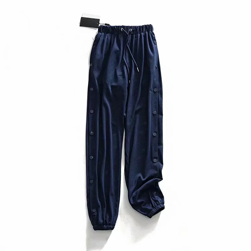 Брюки размера плюс в стиле панк-рок, уличная одежда, Harajuku Pantalon Femme, черные, синие, с боковыми пуговицами, женские брюки-карго
