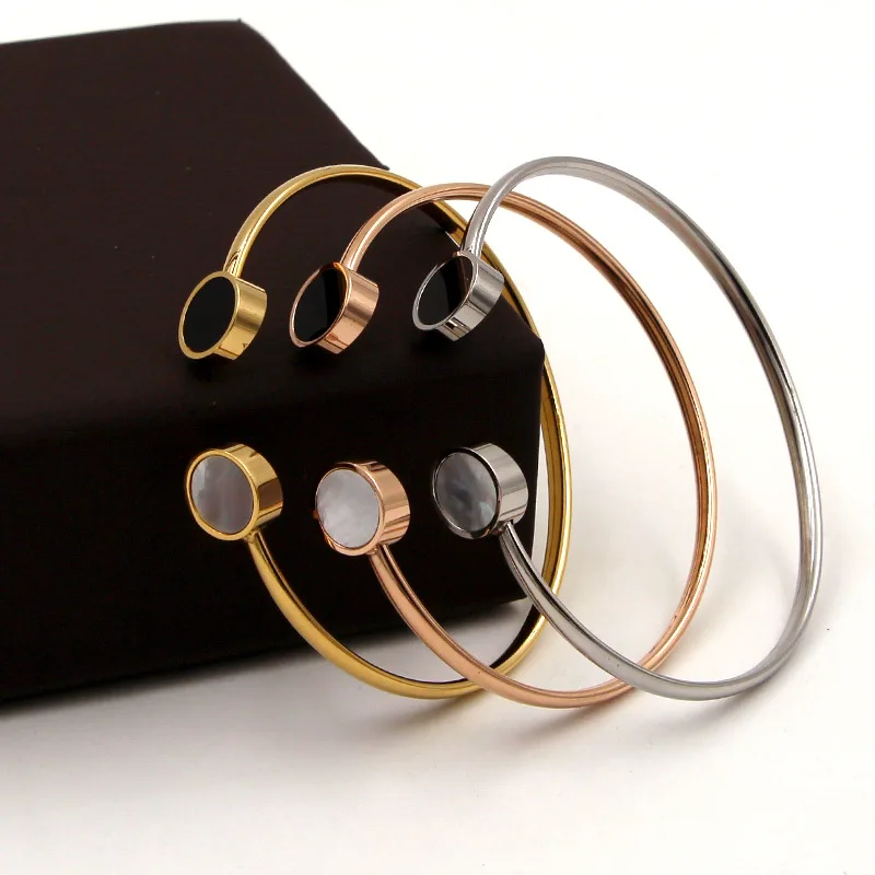 Браслет манжета женский браслет черный/белый корпус розовое золото Роскошные