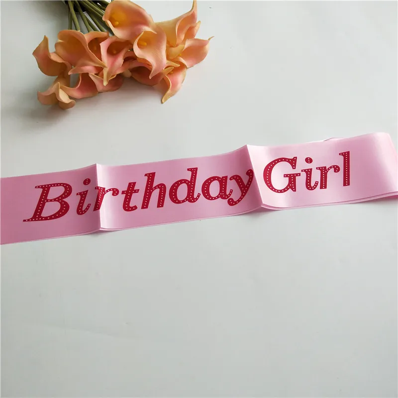 pink birthday girl Блестящий атласный пояс для девочек на день рождения, для принцесс с днем рождения, 10, 15, 16, 18, 20, 21, 30, 40, вечерние украшения для взрослых, подарок - Цвет: pink birthday girl