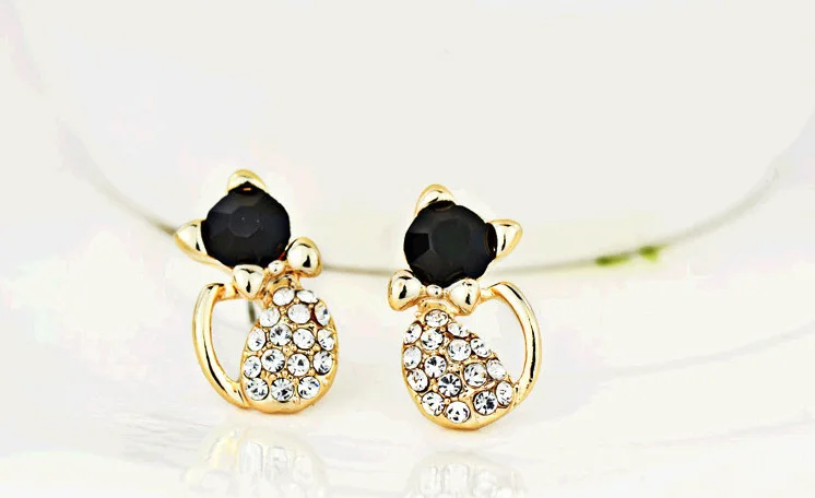 Женские модные серьги e057 красивые с котом из страз|earring bag|earrings candyearrings logo |