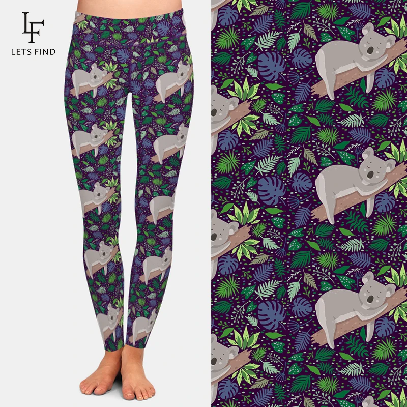 LETSFIND леггинсы с высокой талией модные новые женские 3D мультфильм коала Принт