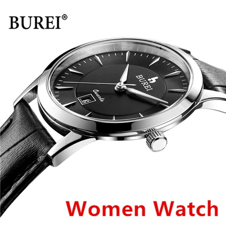 WomenLBlack Роскошные Брендовые Часы BUREI для мужчин и женщин, водонепроницаемые часы для влюбленных, повседневные кварцевые наручные часы, Relogio Masculino Feminino - Цвет: WomenLBlack