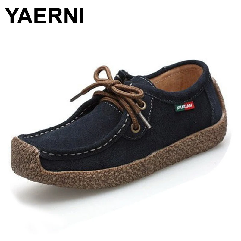 YAERNI/Летняя женская повседневная обувь Туфли из коровьей кожи на плоской подошве