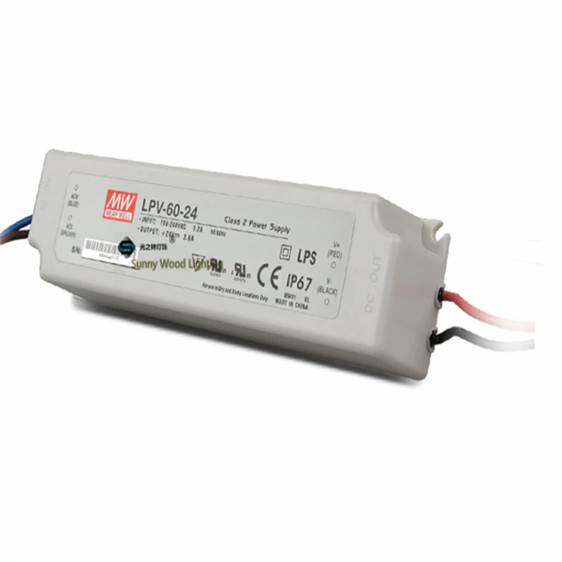100-240Vac до 24VDC 60 Вт 24V2.5A IP67 источник питания наружный светодиодный светильник
