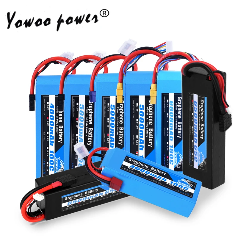 

Yowoo Graphene Battery 100C 3S 4S Lipo 11.1v 14.8v 22.2v 4000mah 5000mah 6000mah 6500mah for RC Car Truck Helicopter Drone Boat