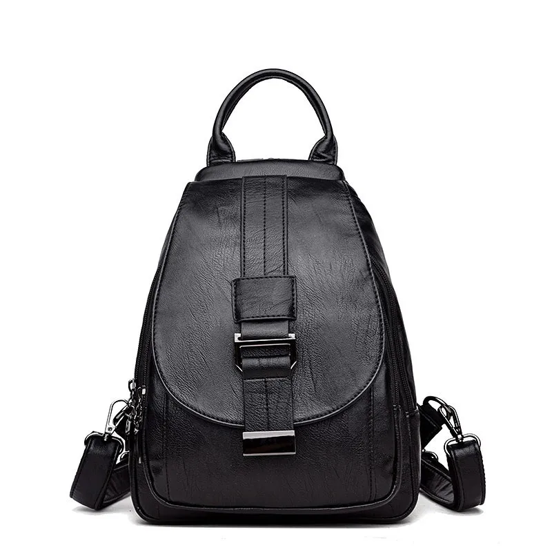 Женские кожаные рюкзаки, Sac A Dos, винтажный женский рюкзак, для путешествий, женский рюкзак, преппи, Mochilas, школьные сумки для девочек, новинка - Цвет: black