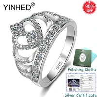 send certificate yinhed pricess crown ring 100 925 sterling silver aaa zircon cz wedding rings for women fine jewelry zr562