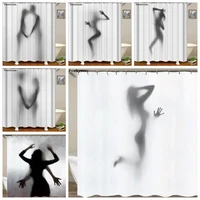 high quality waterproof women shadow shower curtain with hooks sexy girl portrait bathroom curtains for home decorations