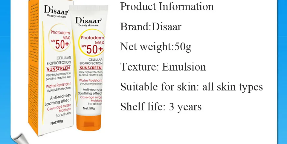 Disaar SPf50 солнцезащитный крем, Солнцезащитный отбеливающий крем, длительного действия UVA UVB, солнцезащитный крем для тела