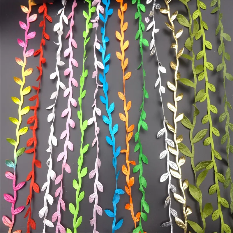 6 Meters/lot Silk Leaf-Shaped Handmake Artificial Leaves for Wedding Decoration DIY Wreath Gift Scrapbooking Craft Fake Flowers