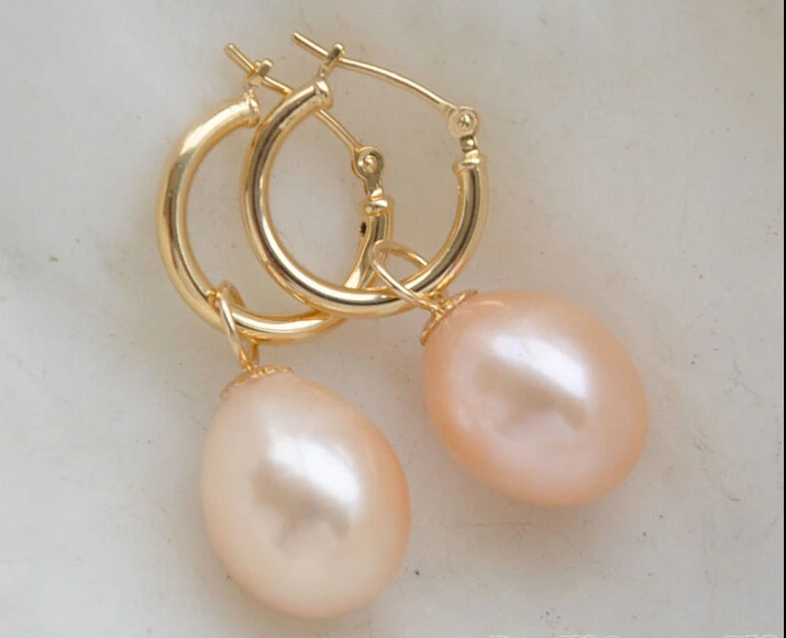 

FREE shipping> >>12mm pink DRIP FRESHWATER PEARL DANGLE EARRING