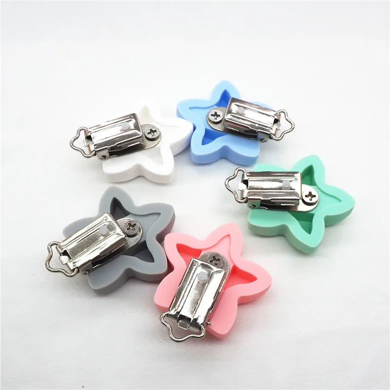 Chenkai 10pcs BPA Free Silicone Flower Clips DIY Baby Teether Pacifier Dummy Montessori Sensory Holder Toy Smile Face Star Clips