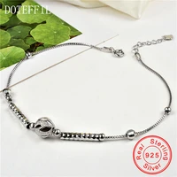fashion contracted 925 sterling silver women anklets genuine silver round bead chains real sterling silver girl anklets jewelry