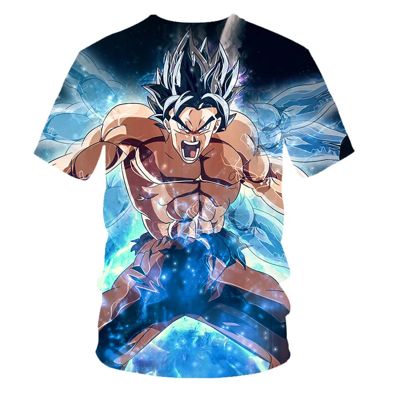 Новинка, Мужская 3D футболка, Dragon Ball Z Ultra Instinct Goku Super Saiyan God Blue, летняя футболка с принтом "Вегета", размер 6XL