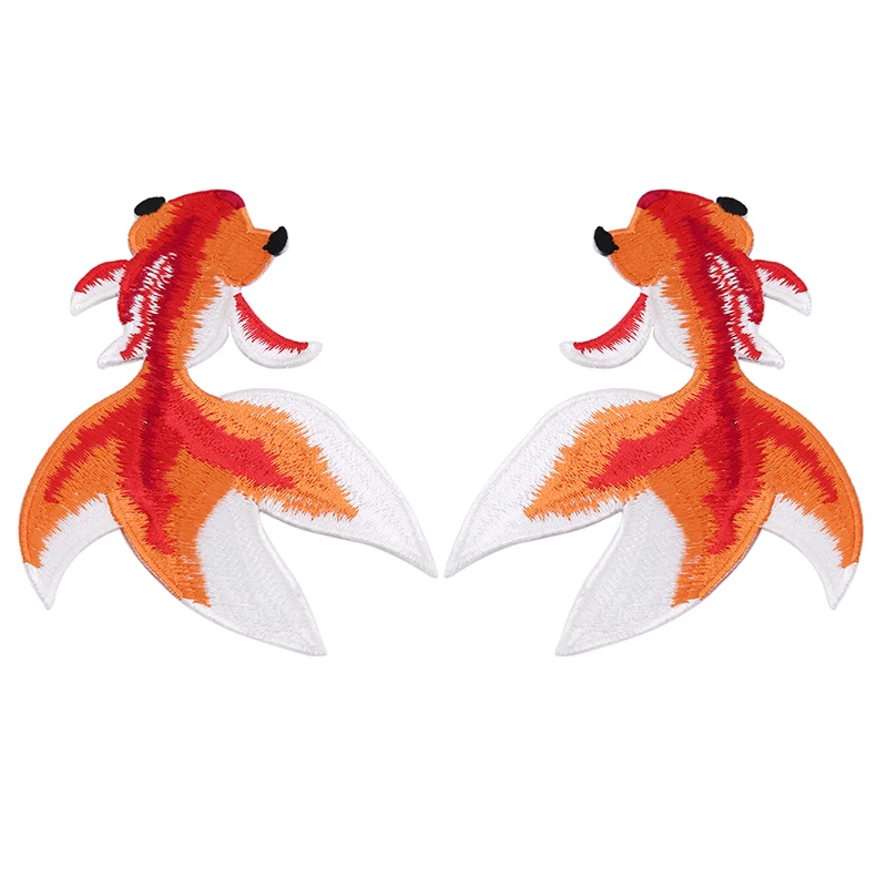 2 шт./компл. золотые рыбки вышитые нашивки с полосками для одежды железные на DIY