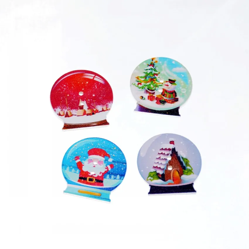 Бесплатная доставка 25 шт Случайные Смешанные 2 отверстия рождественские чулки деревянные пуговицы для скрапбукинга 30x29 мм F1051