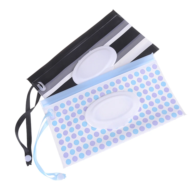 

Fashion Wipes Carrying Case Clutch and Clean Wet Wipes Bag Cosmetic Pouch with Easy-Carry Snap-Strap for Stroller