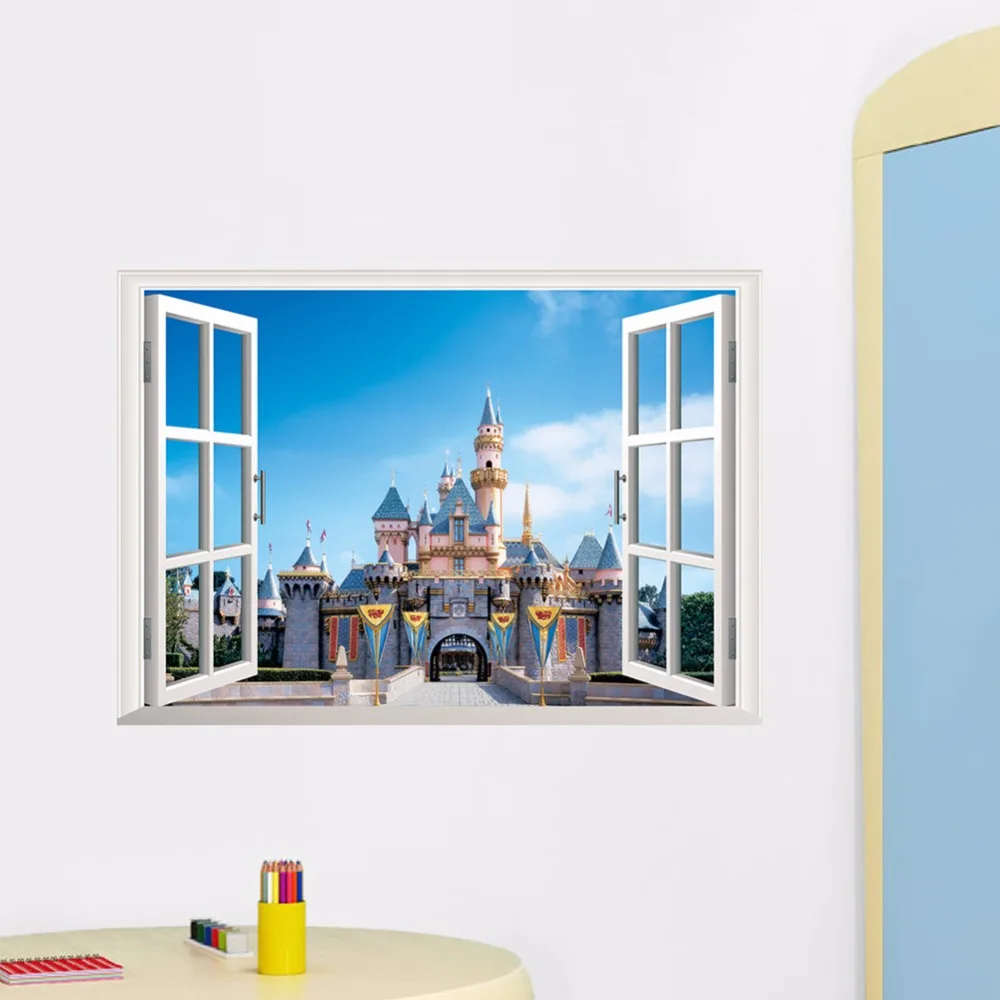 

3D Window castle Wall Stickers Kids Bedroom Nursery Home Decor Vinyl Decals