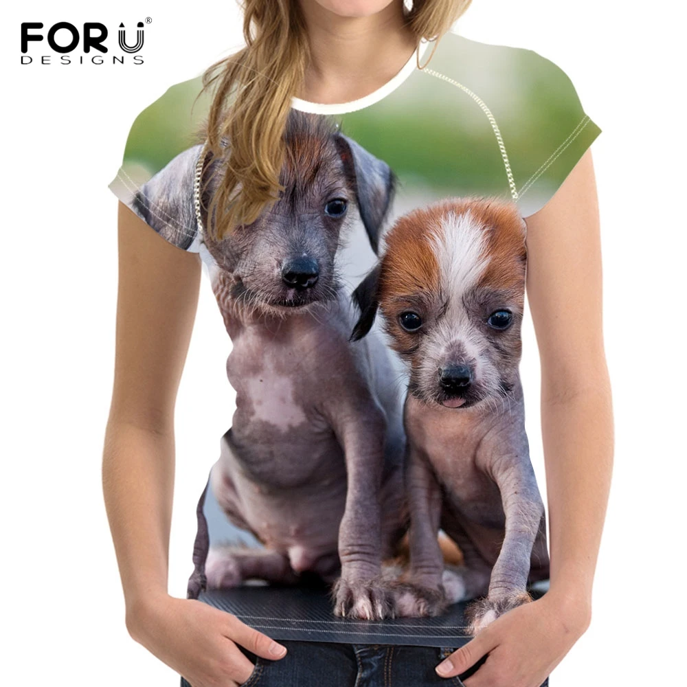 FORUDESIGNS/Kawaii/женские летние футболки с 3D принтом щенка в китайском стиле