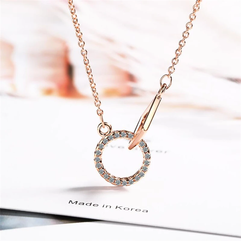 Ожерелье женское с цирконом изысканное милое ожерелье серебряного цвета