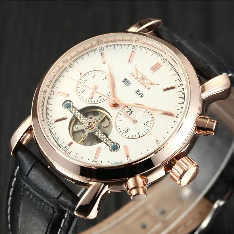 JARAGAR Топ Роскошные мужские часы Tourbillon мужской римские цифры автоматические