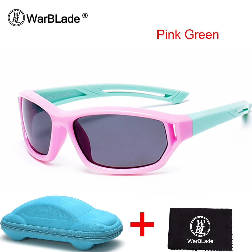 pink green WarBLade/Детские поляризованные солнцезащитные очки для мальчиков и девочек; спортивные очки для младенцев; TR90 Polaroid; солнцезащитные очки; детские солнцезащитные очки - Цвет линз: pink green