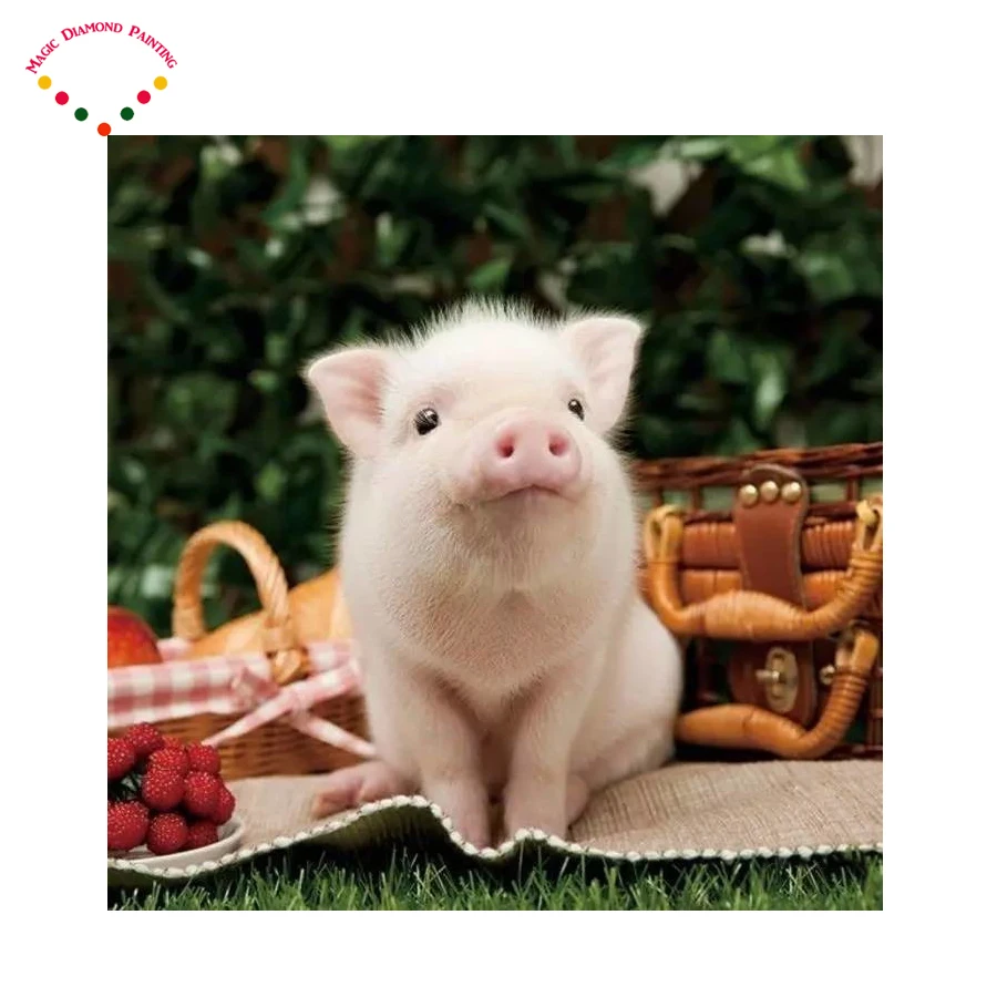 

DIY Strawberry diamond drawing diamond painting Lovely piggy cross stitch crystal full diamond embroidery plastic crafts