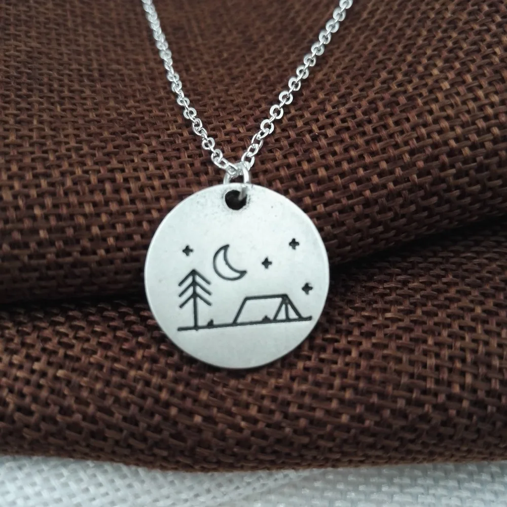 1pcs Lovely Pine Tree house star moon Camping Necklace necklace camping jewelry simple life Outdoor Jewelry Gifts for Campers | Украшения и