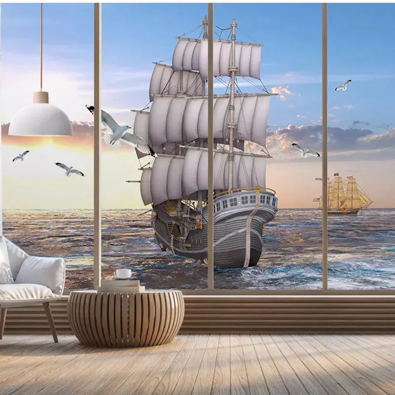 Настенное 3d-покрытие с изображением морского восхода и пейзажа декоративные