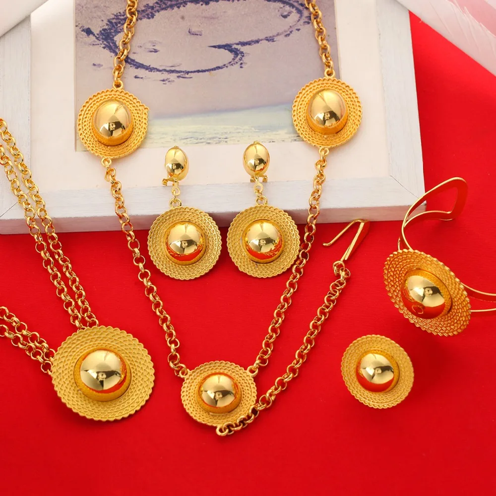 Эфиопский крест набор ювелирных изделий золотого цвета наборы хабеша Свадебные