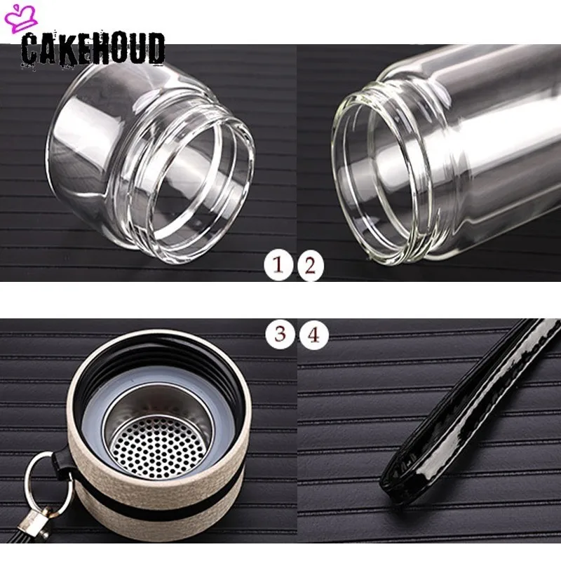 450ml Creative Crystal Glass Bottle Double Vacuum Flask Tea Cup with Stainless Steel Filter Winter Sports Water | Дом и сад