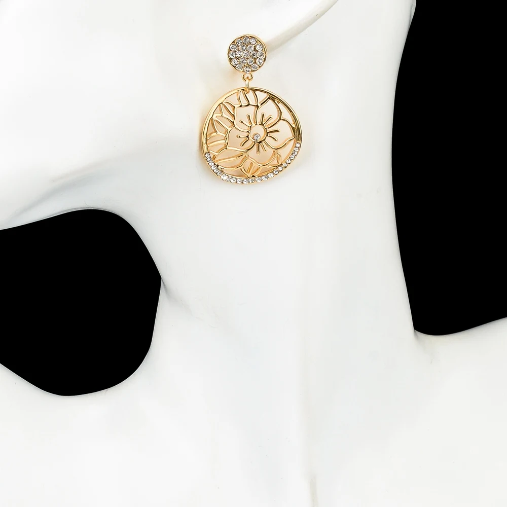 Женские круглые серьги с низким кристаллом Szelam сережки золотого цвета цветком