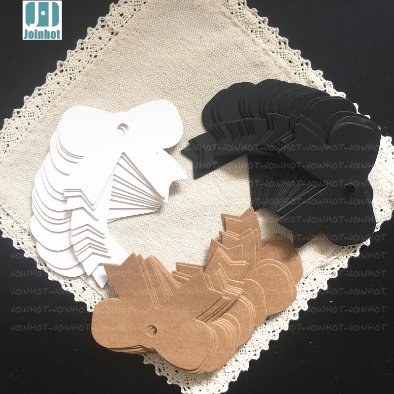 100 шт. 6*5 см белая коричневая черная розетка подвесные бирки из крафт-бумаги для