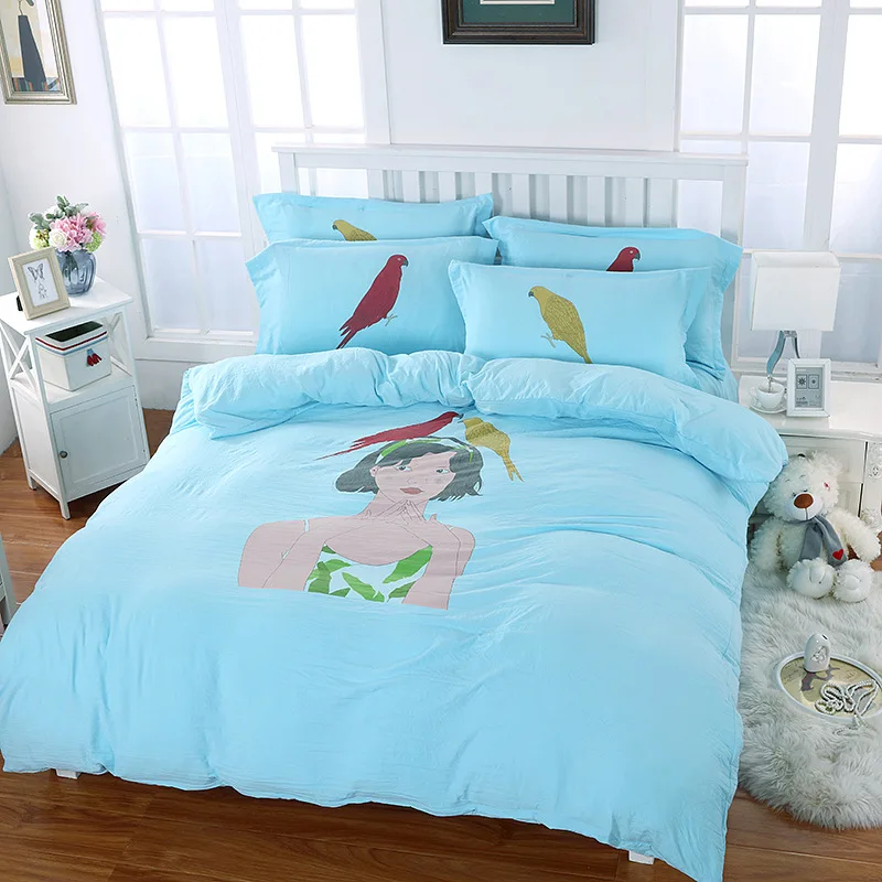 Hello Kitty Cartoon Bedding Set Quilt Cover Bed Sheet High Quality Pink Microfiber Full King Size Kids | Дом и сад