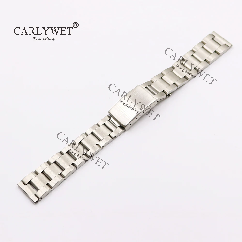 

Ремешок для часов CARLYWET 17, 18, 19, 20 мм, нержавеющая сталь 316L, матовый серебристый браслет старой устрицы с прямыми звеньями