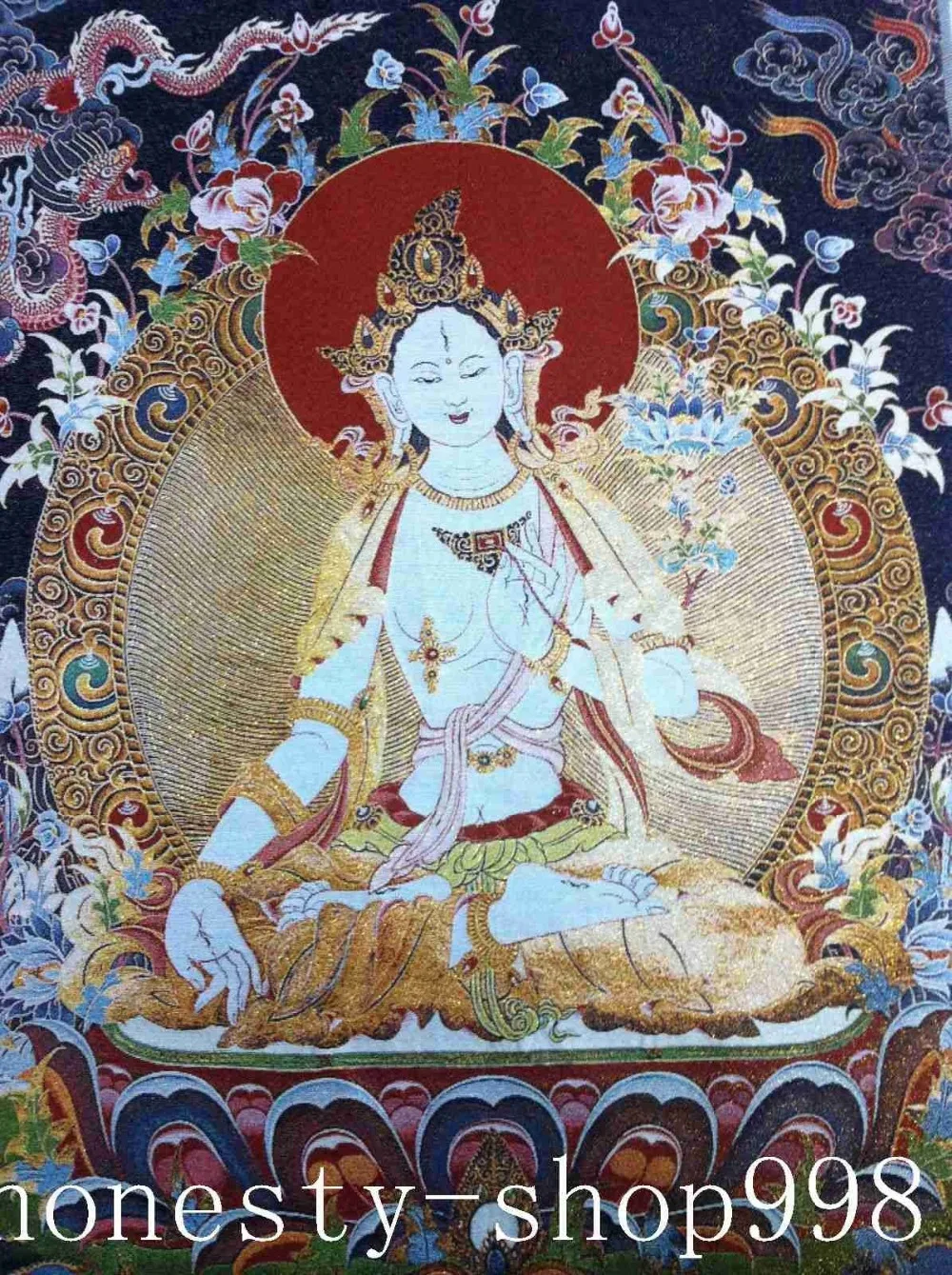 

Tibet Silk Embroidery Art Buddhism Tangka green tara buddha Thangka statue