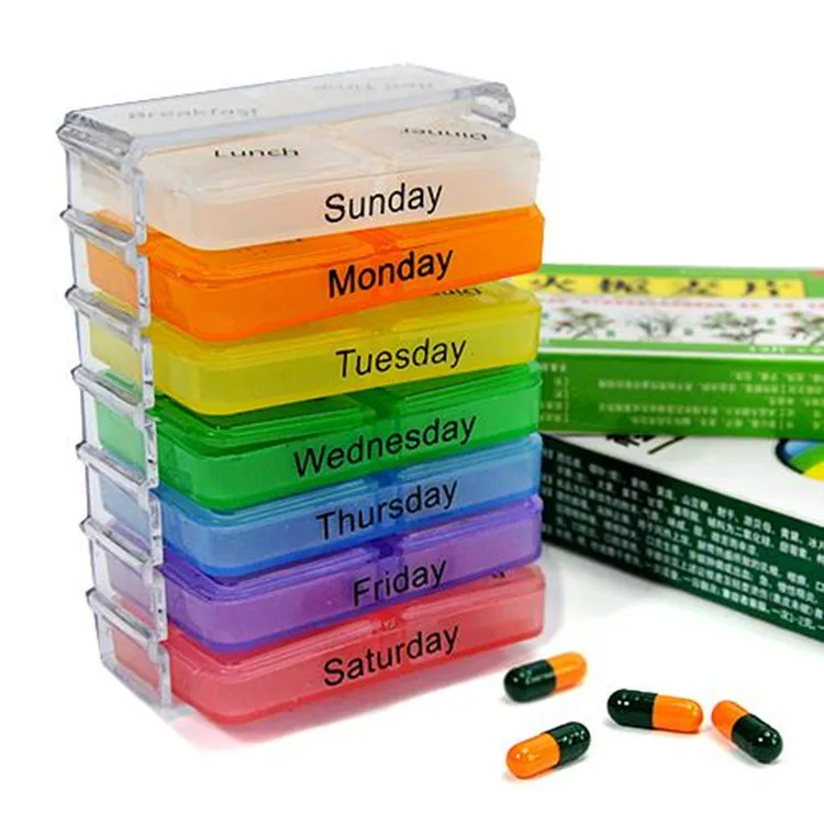 

Best Price 50sets/lot Medicine Weekly Storage Pill 7 Day Tablet Sorter Box Pills Boxes Container Case Organizer