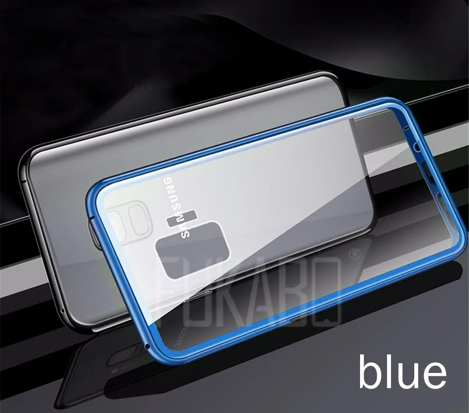 Blue Магнитный защитный чехол для телефона samsung Galaxy A50 A70 A7 S10 E S9 S8 Plus защитный чехол для Note 8 9 стеклянная задняя крышка - Цвет: Blue