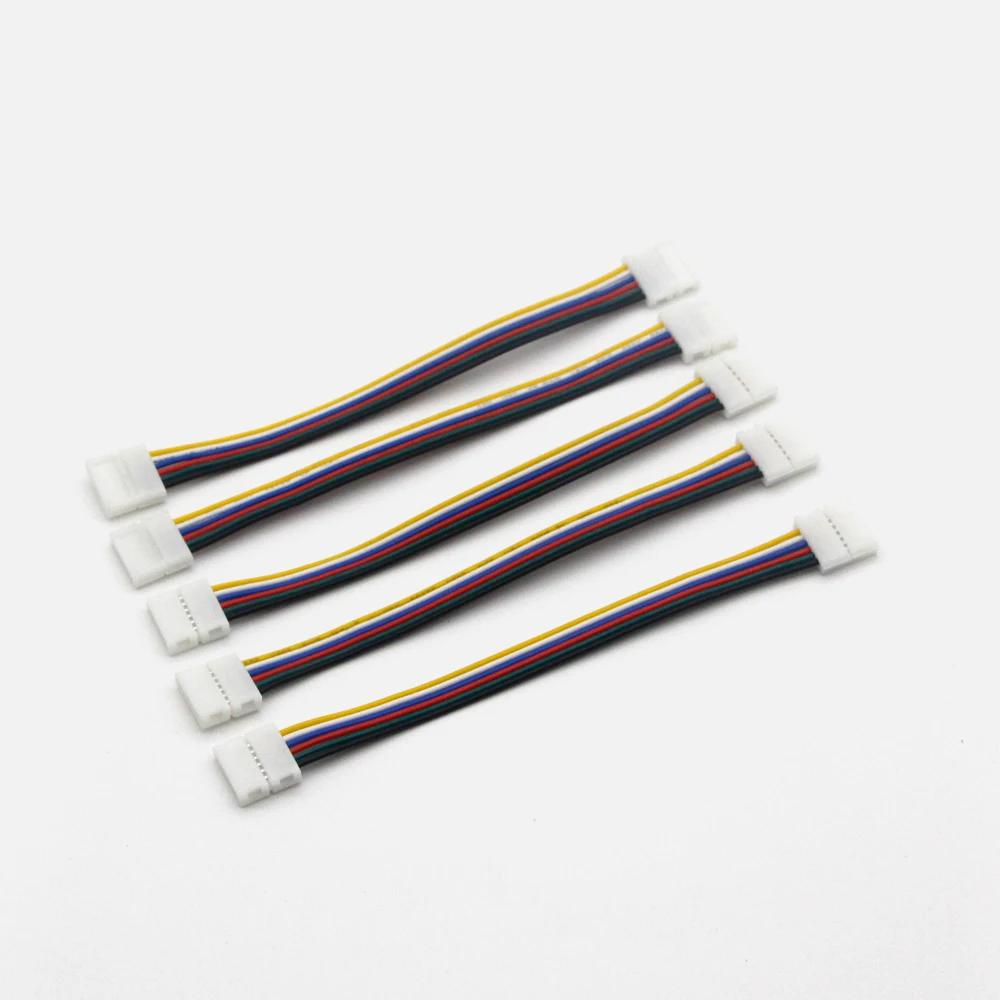6 Pin 12 мм ширина Solderless светодиодный разъем адаптер провод кабель бесплатно сварочный разъем для 12 мм PCB RGB+ CCT светодиодный свет ленты 5 шт